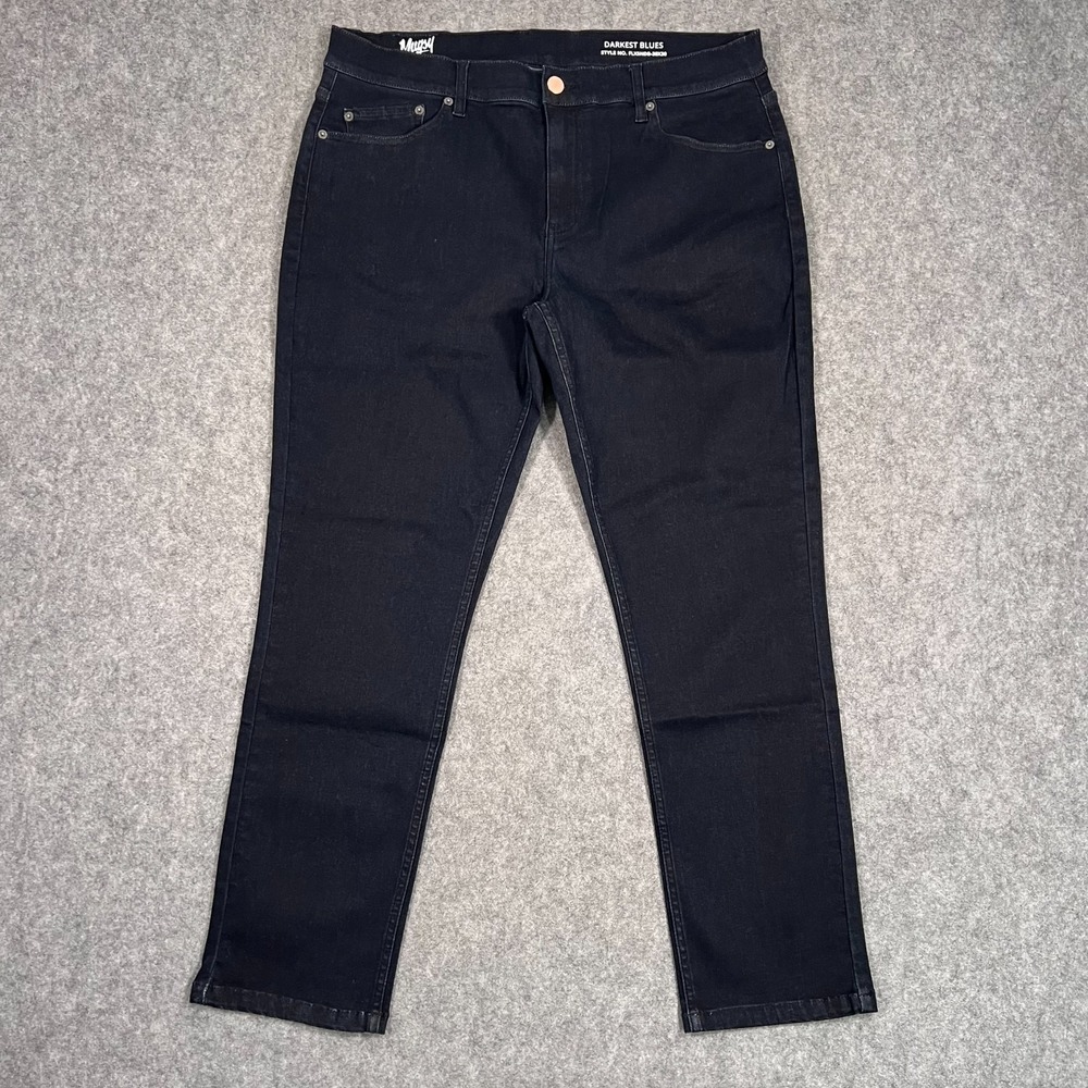 Mugsy Darkest Wash Blues Denim Stretch Classic Slim Fit Jeans Men's Size 38x30